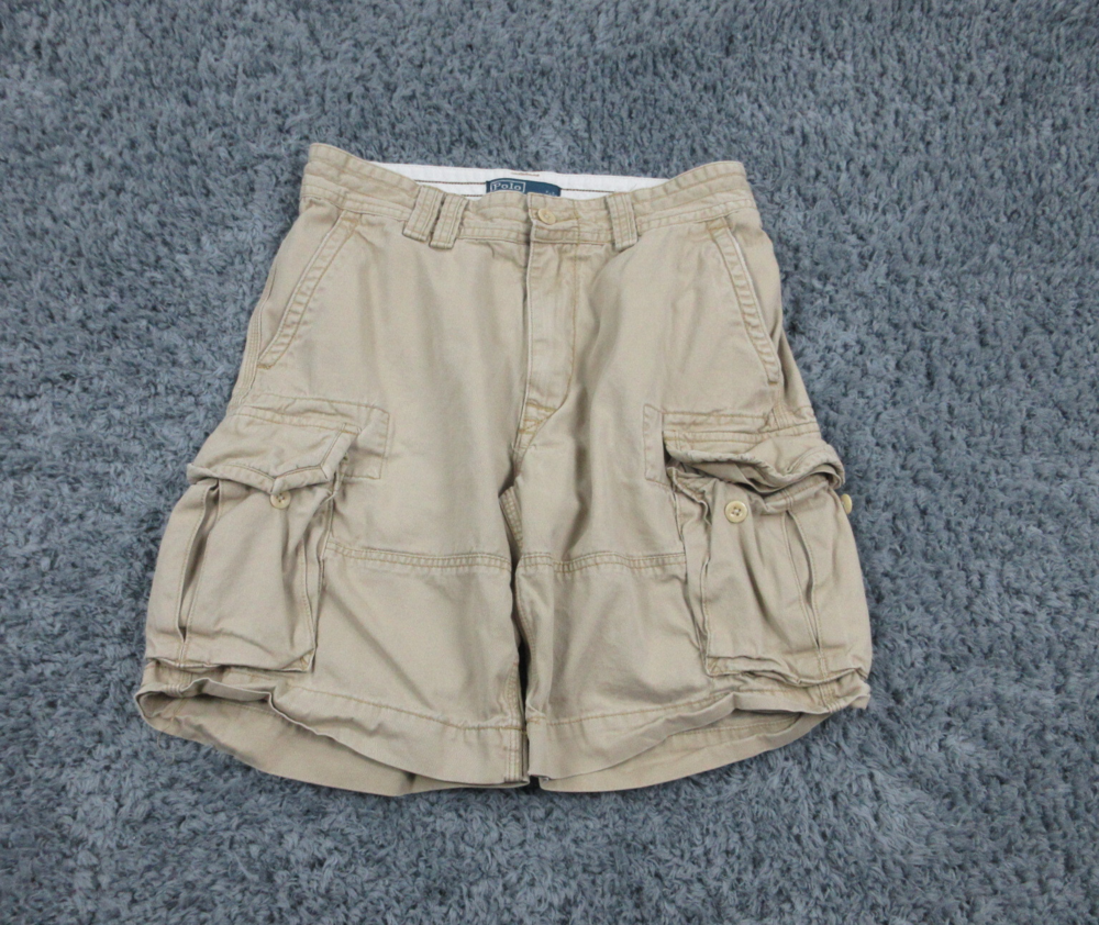 Polo Ralph Lauren Shorts Mens 32 Beige Cargo Classic Chino 31x9.5*